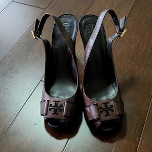 Tory Burch brown slingback heels, size 10